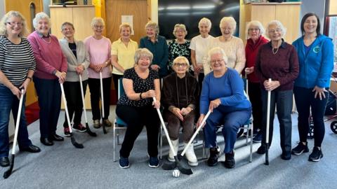 The women taking up shinty for the first time in their 80s
