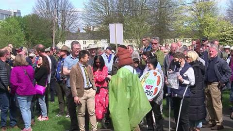 Campaigners at sewage protest
