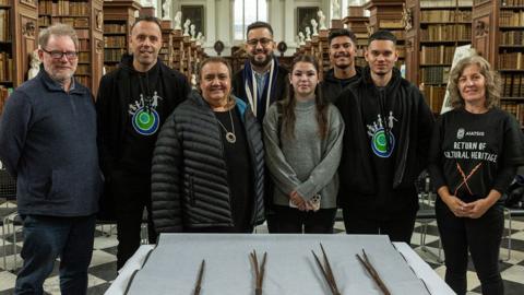 (left to right) Dr Ian Coates, Ray Ingrey, Noeleen Timbery, Ash Walker, Tristan Simms, David Johnson, Quaiden Williams Riley and Ophelia R