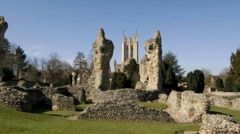 The ruins of the abbey in Bury St Edmunds