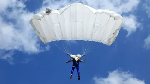 A person in a parachute