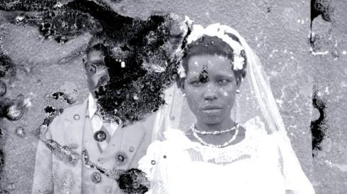 Damaged wedding photgraph
