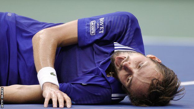 Daniil Medvedev celebrates winning the US Open