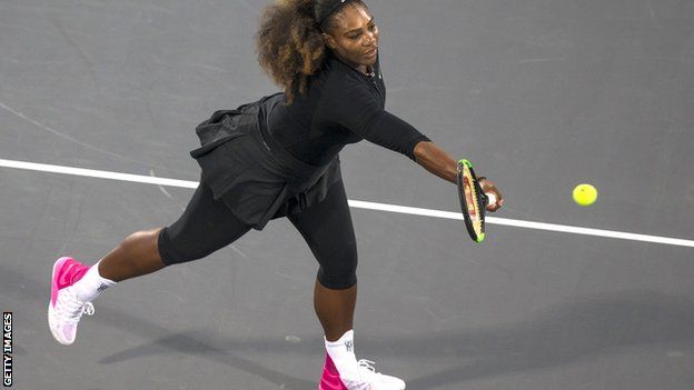 Serena Williams in action in Abu Dhabi