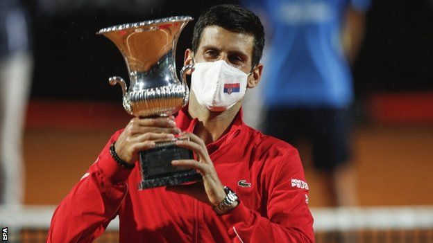 Novak Djokovic with his Italian Open trophy