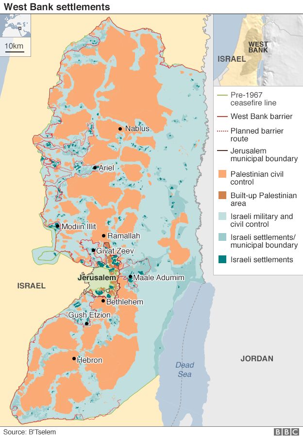 West Bank settlements map