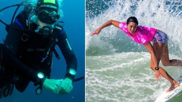 Scuba diving and surfing
