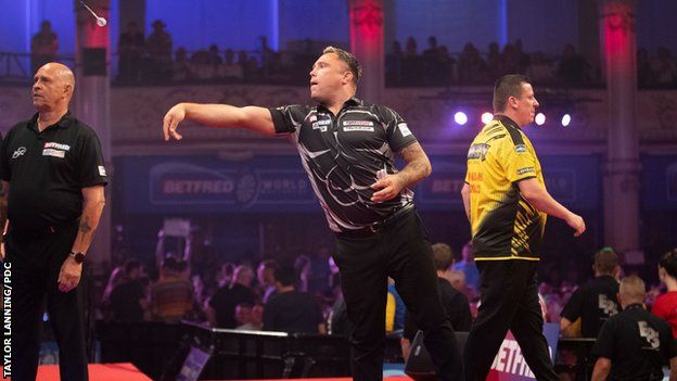 Gerwyn Price threw three 100-plus checkouts against Dave Chisnall