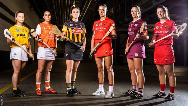 Antrim’s Emma Laverty, Armagh’s Michelle McArdle, Kilkenny’s Claire Phelan, Cork’s Ashling Thompson, Galway’s Lisa Casserly and Cork’s Finola Neville pictured together earlier this week