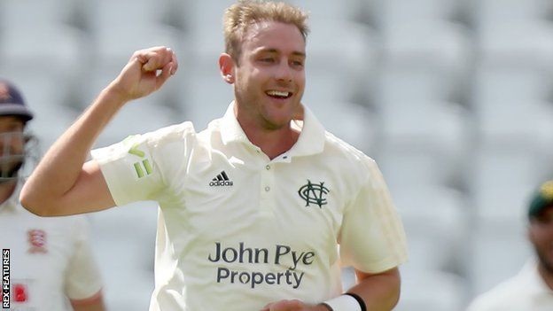 Stuart Broad in action for Nottinghamshire