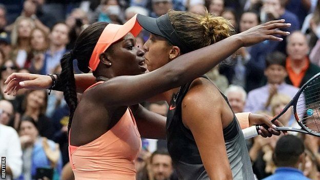 Sloane Stephens and Madison Keys embrace