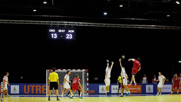 Handball being played at European Youth Olympic Festival