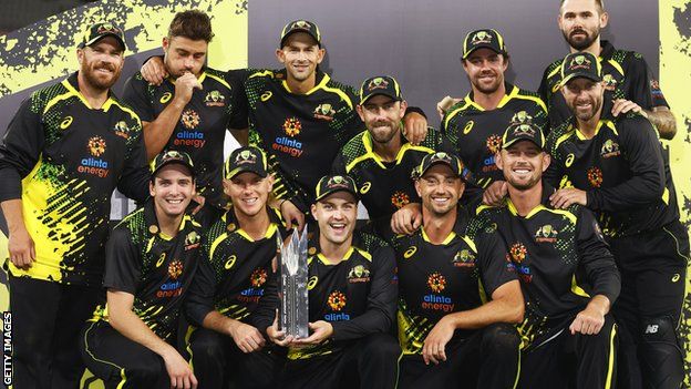 Australia with the T20 series trophy