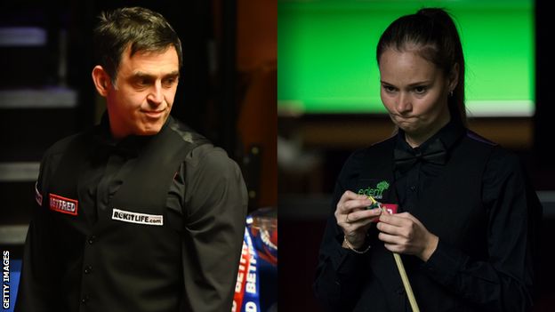 A split picture of Ronnie O'Sullivan and Reanne Evans