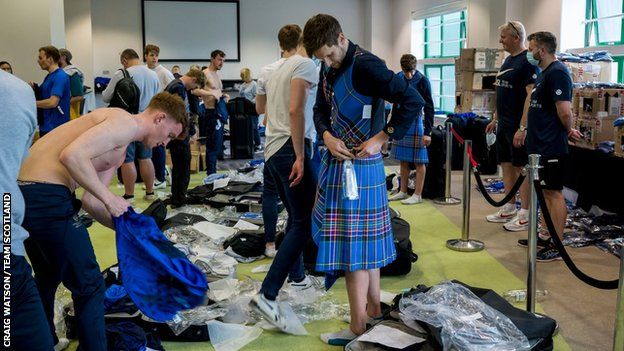 Team Scotland athletes collect their kit