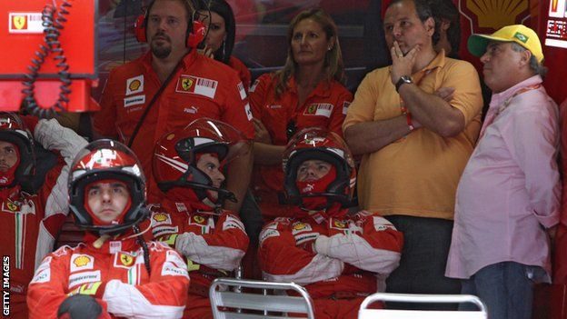 The Ferrari garage after Lewis Hamilton got the result he needed to win the 2008 drivers' championship