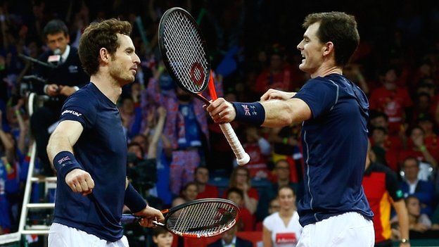 Andy and Jamie Murray celebrate