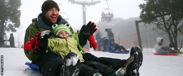 Father and son sledging