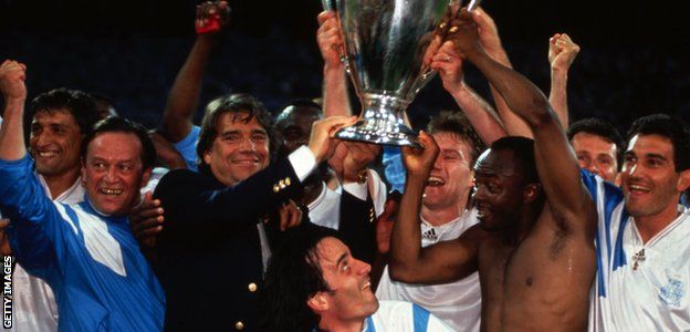 Marseille lift the Champions League trophy in 1993
