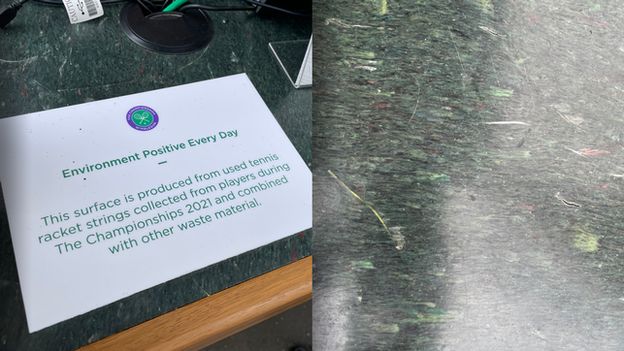 A desk made of recycled tennis racquet strings at Wimbledon