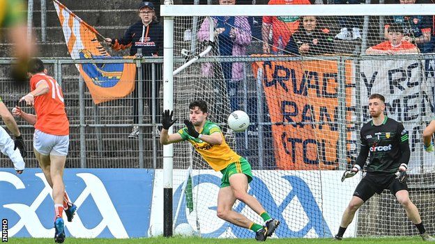 Rory Grugan scores his immediate goal for Armagh