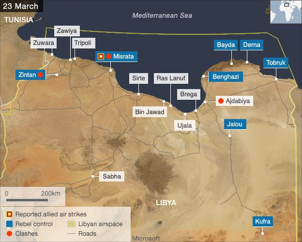 air strikes map 23 March