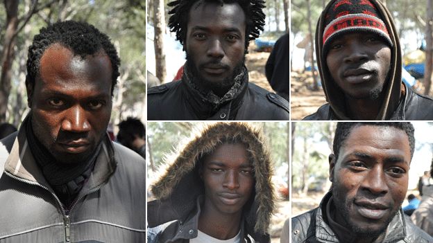 Would-be migrants in a camp outside Melilla
