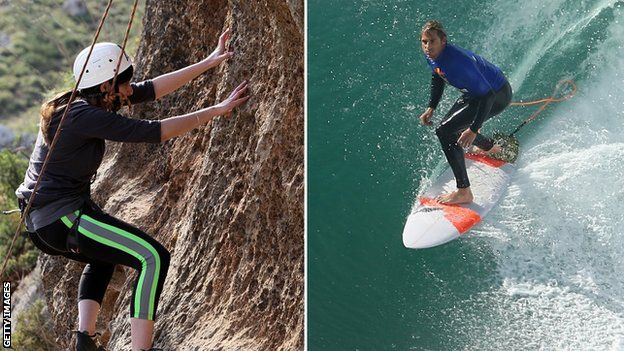 climbing and surfing