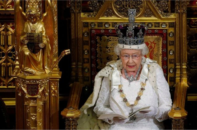 Queen Elizabeth delivers her speech in the House of Lords, during the State Opening of Parliament at the Palace of Westminster in London, 2104