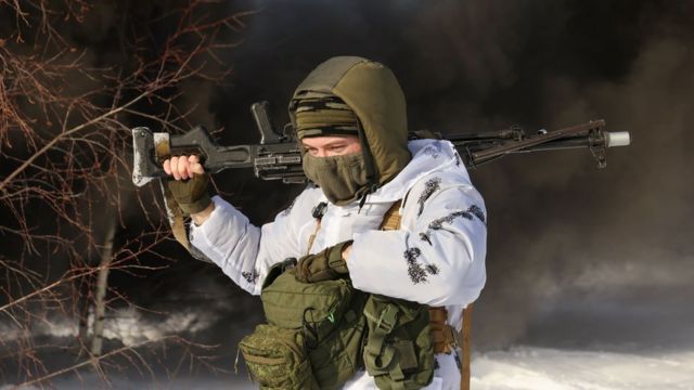Российский спецназовец на учениях в феврале 2022 года