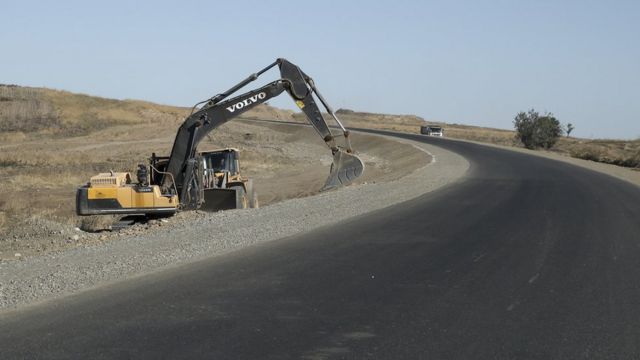 Строительство дороги в освобожденном Физулинском районе Азербайджана