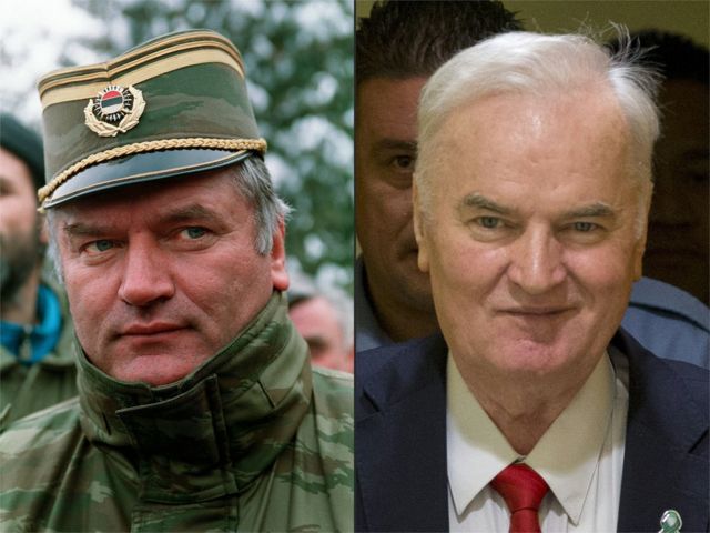 Ратко Младич в 1994 году и перед вынесением приговора в 2017-м