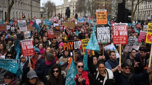 Марш против ограничения прав на забастовки. Лондон, 1 февраля