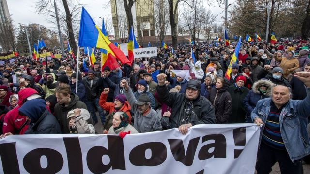 Акция протеста противников правительства Санду в Кишиневе