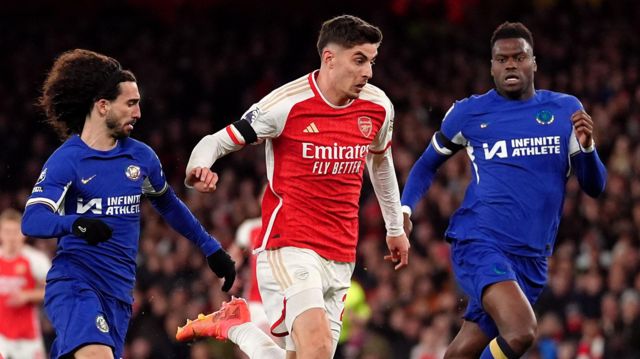 Kai Havertz in action for Arsenal against Chelsea