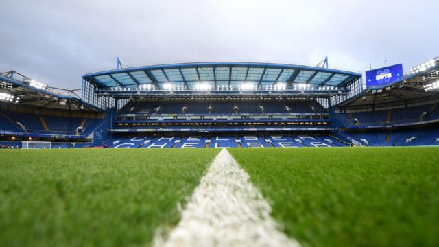 General view of Chelsea pitch and stand