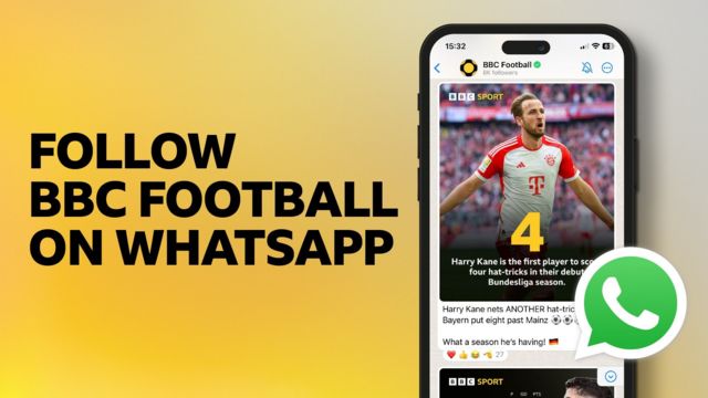 Follow BBC Football on WhatsApp graphic