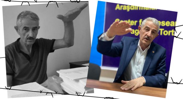 Две фотографии Насира где он показывает рукой сколько у него документов
