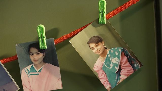Две фотографии молодой красивой женщины в сари