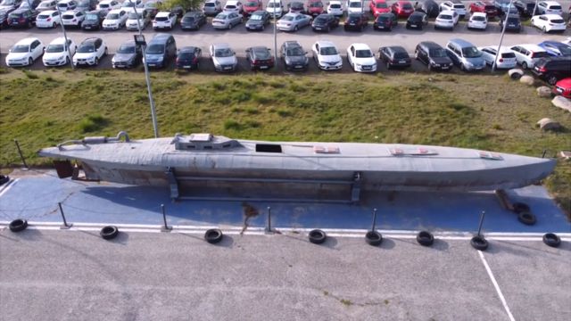 A narco submarine in a car park in Spain