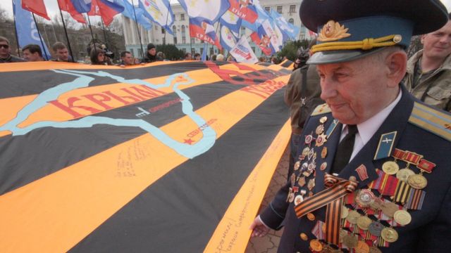 Военный в Крыму с георгиевской лентой