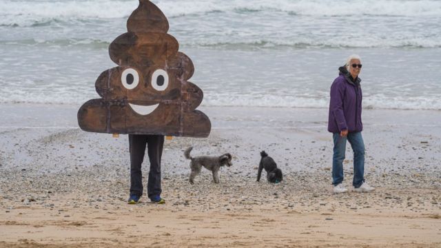 Активист "Серферов против сточных вод" на пляже Ньюки на юго-западе Англии