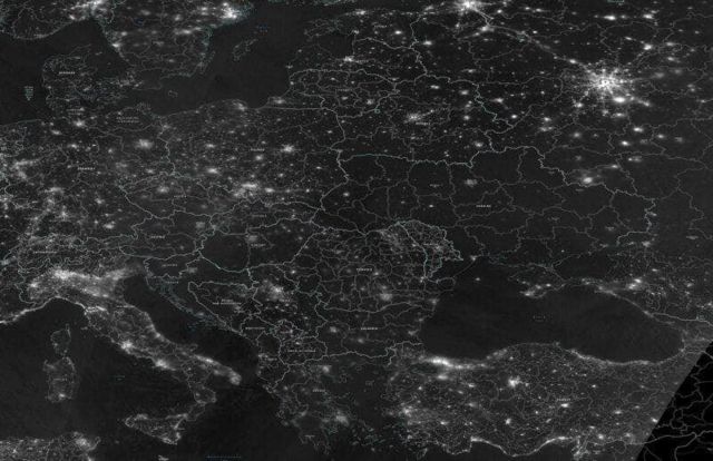 Спутниковый снимок Украины и окружающих стран после налета 23 ноября