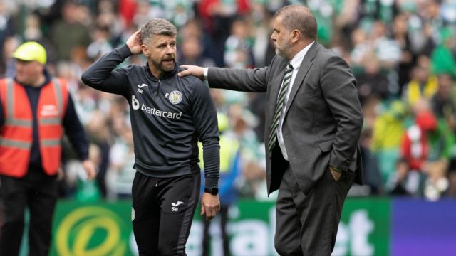 St Mirren manager Stephen Robinson and Celtic counterpart Ange Postecoglou