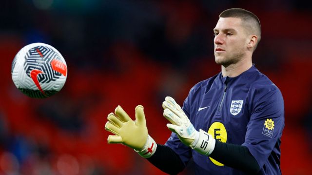 Sam Johnstone during a warm-up while with England