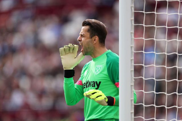 Lukasz Fabianski in goal for West Ham