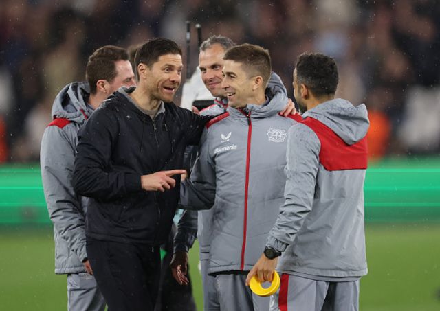 Xabi Alonso Head Coach / Manager of Bayer Leverkusen celebrates