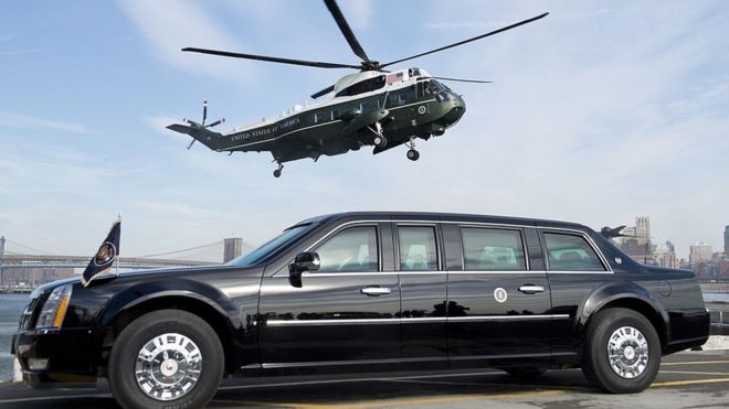 Президентский автомобиль и вертолет