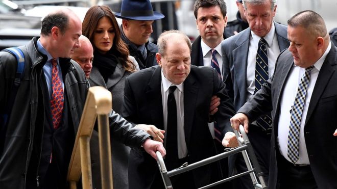 Harvey Weinstein arriving at court on Monday