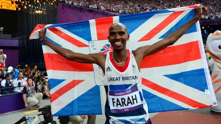 Mohamed Farah gold medal win in 5000m final, London 2012